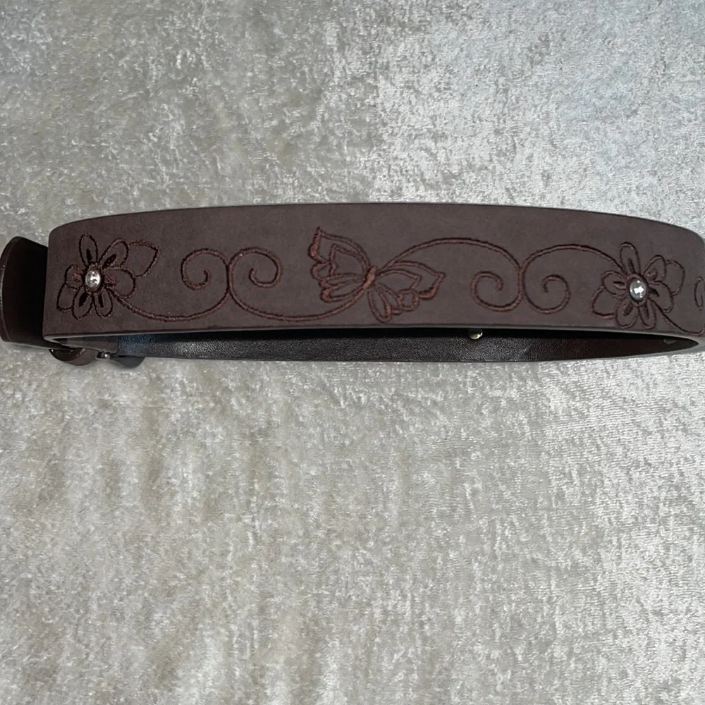 Kids brown suede embellished 25.5” belt